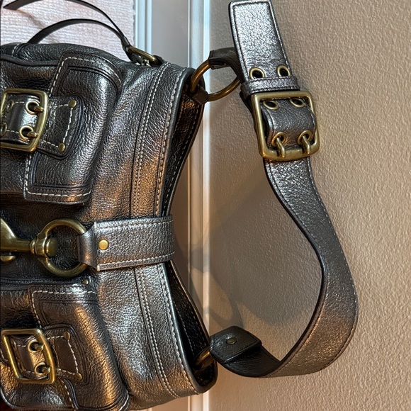Gunmetal Coach Leather Shoulder Bag - Picture 3 of 10